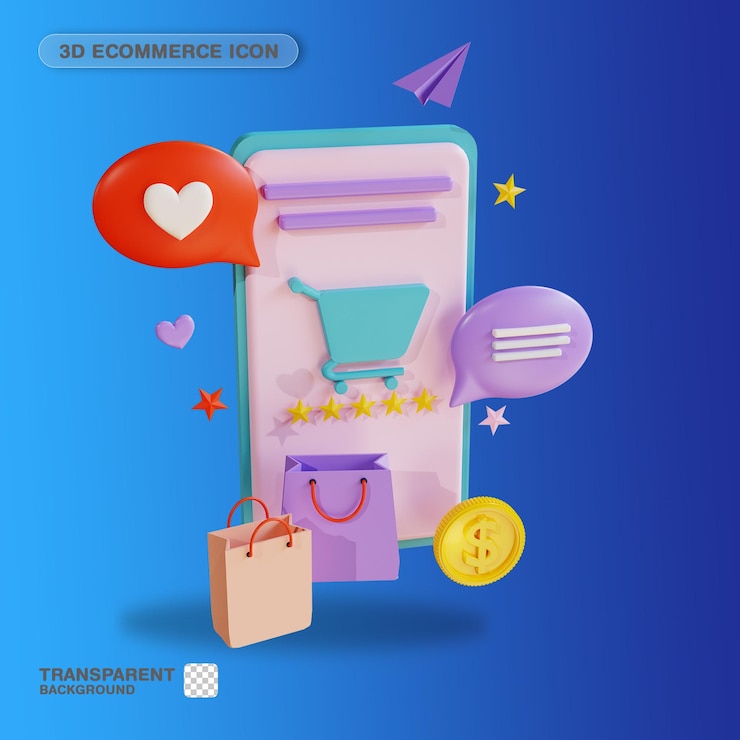 PSD интернет-магазин 3d-иллюстрации для веб-сайта landing page banner marketing source presentation