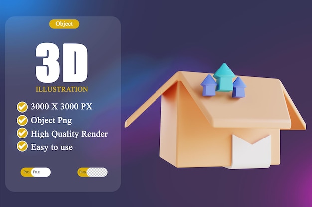 PSD 3d-иллюстрация с открытой коробкой 2