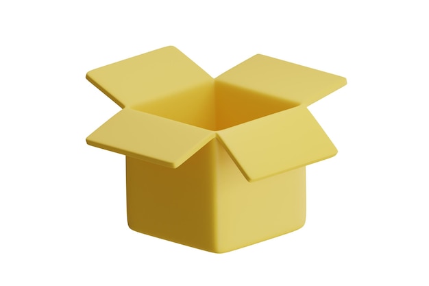 3d illustration of open yellow box icon