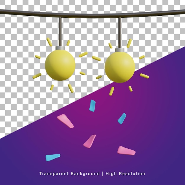 PSD 3dイラストまたは3dオブジェクトのレンダリング新年会ランプ