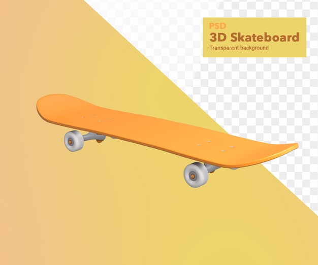 PSD 3d illustration orange skateboard