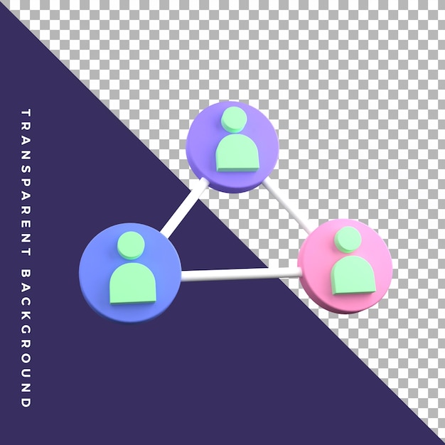 PSD 3d illustration organisation teamwork icon symbol isolated