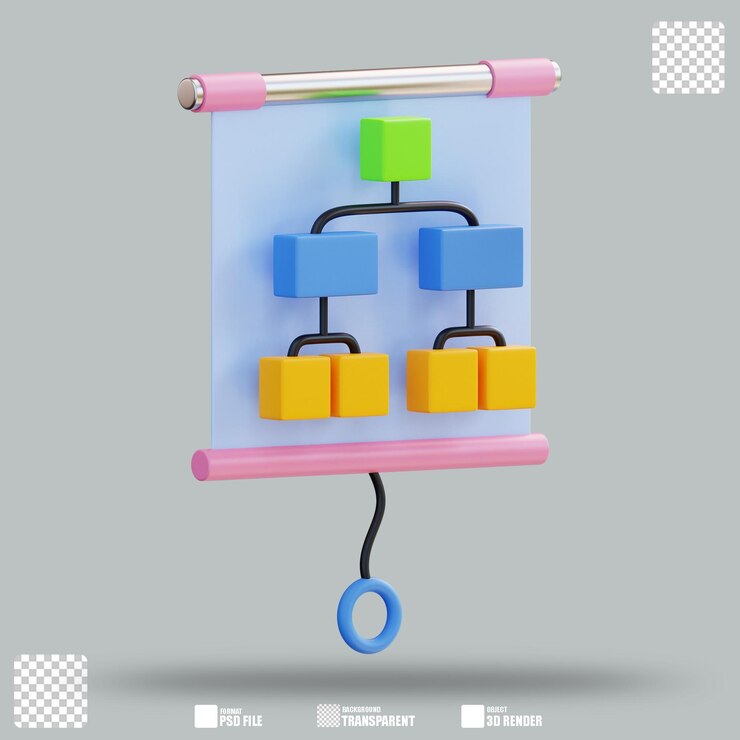 PSD 3d illustration organization chart 3