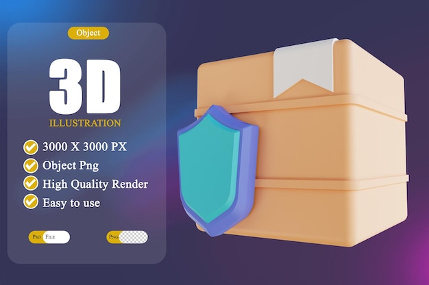 3d illustration package box security 2