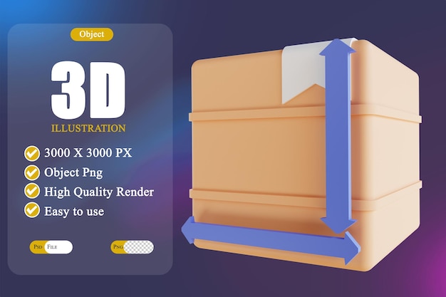 PSD 3d illustration packing box volume