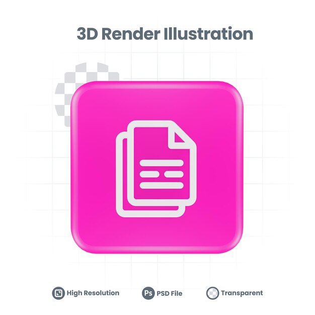 3D Illustration page files Icon For Web Mobile App Social Media Promotion