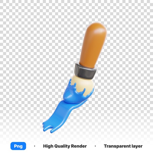 PSD 3d illustration of a paint brush with colors around in transparent background