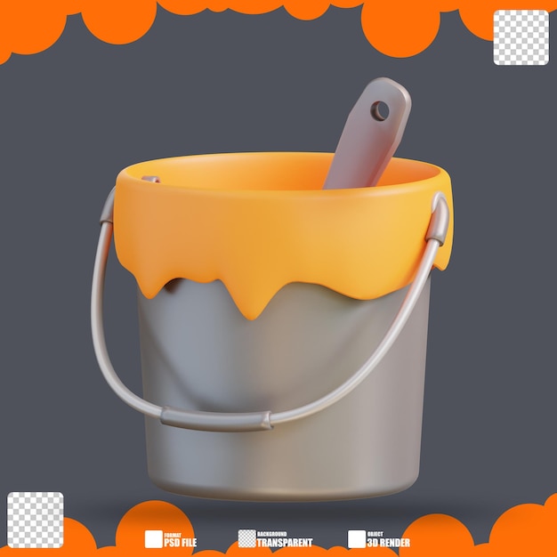 3d illustration of paint can and paint brush 3