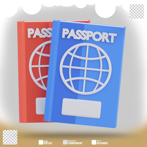 PSD 3d illustration of passport 3