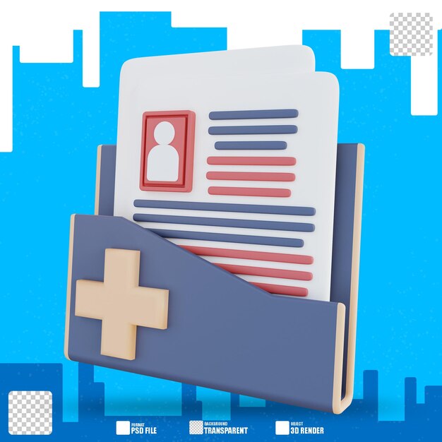 PSD 3d illustration of patient health data folder 2