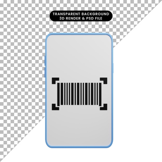 PSD 3d illustration of payment concept smartphone with barcode