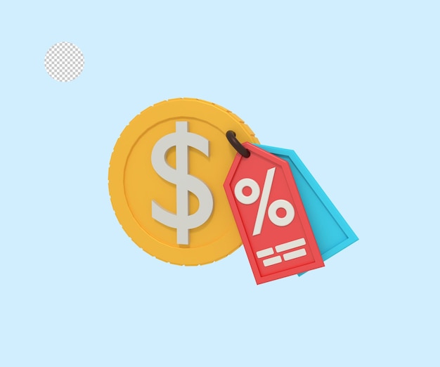 PSD 3d illustration of payment discount