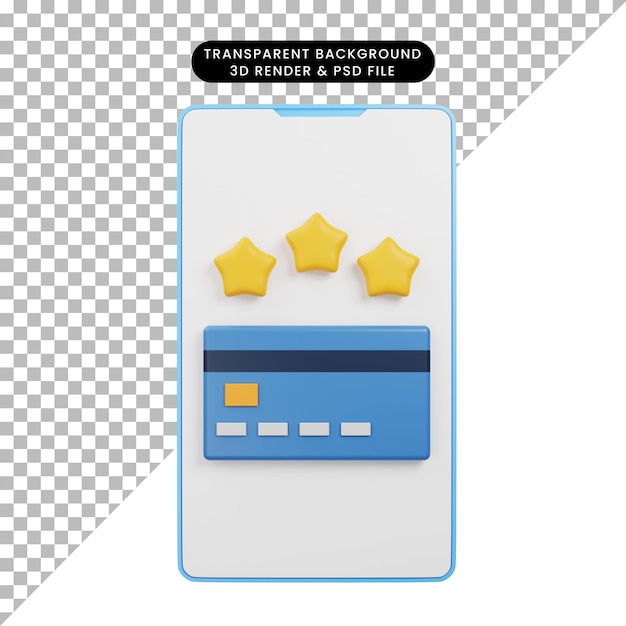 PSD illustrazione 3d icona di pagamento pagamento mobile 3d rendering
