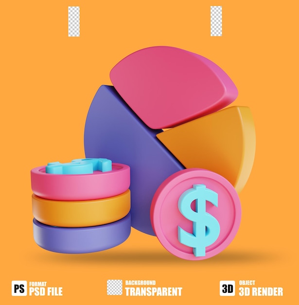 3d illustration pea chart and statistics