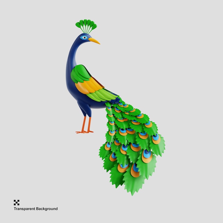 PSD 3d illustration of peacock animal