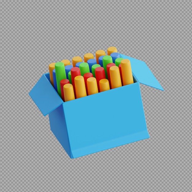 3d illustration of pencil cart icon