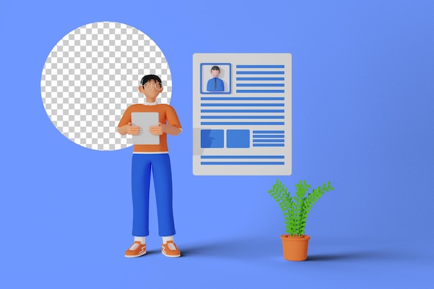 PSD 3d illustration of people applying for job