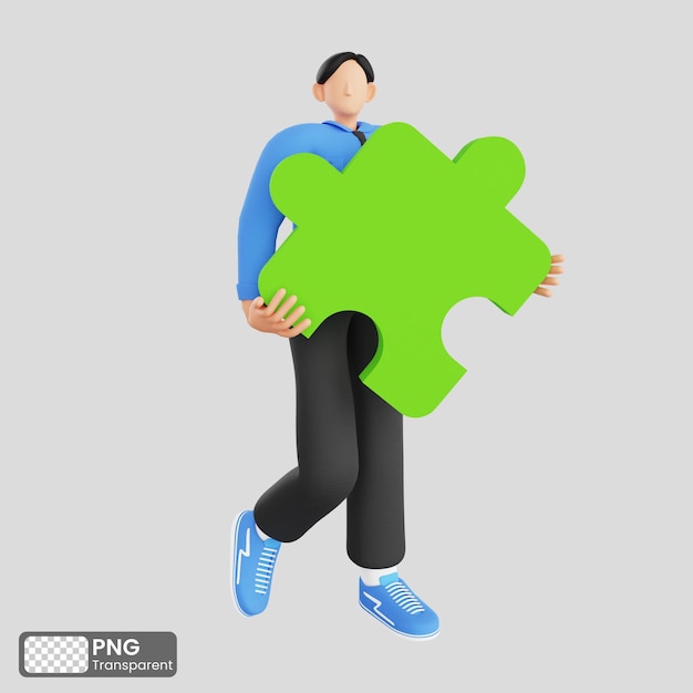 PSD 3d illustration of people connecting puzzle elements