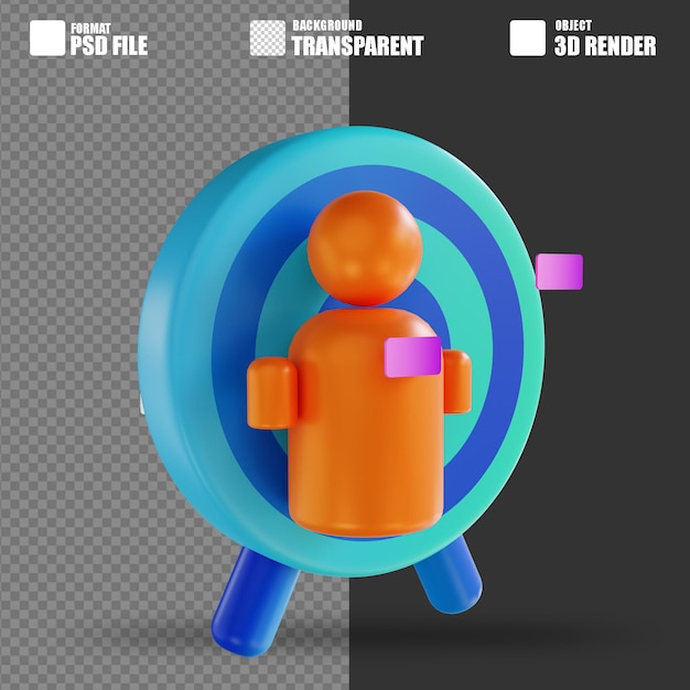 3d illustration people and target goal 2