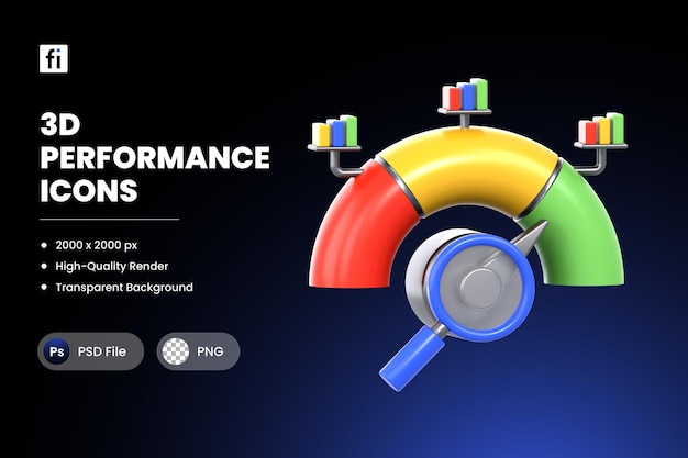 PSD 3d illustration performance analytics