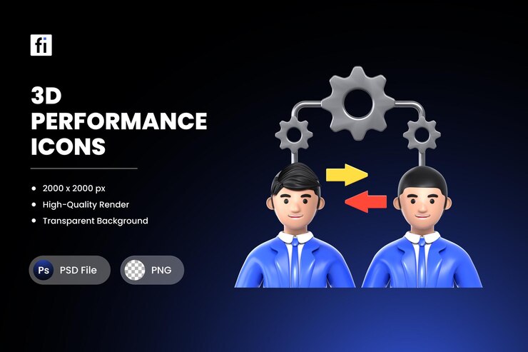 PSD 3d illustration performance employee engagement