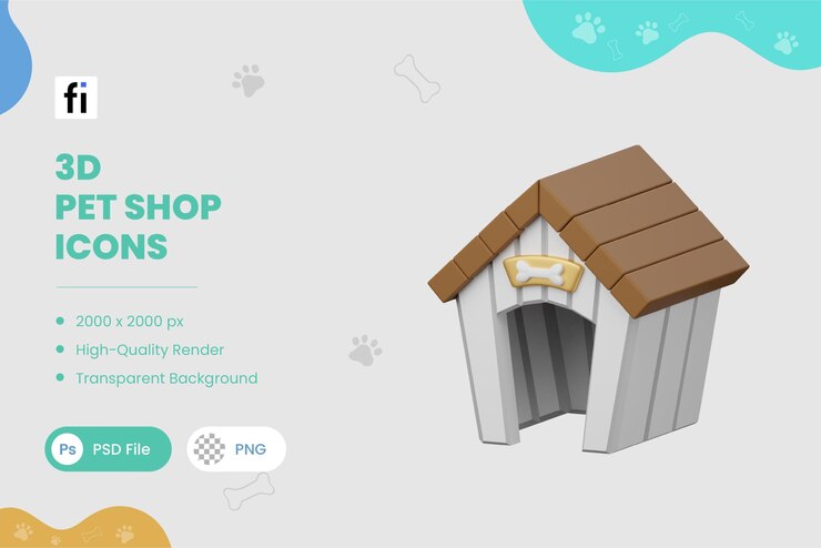 PSD 3d illustration pet shop kennel