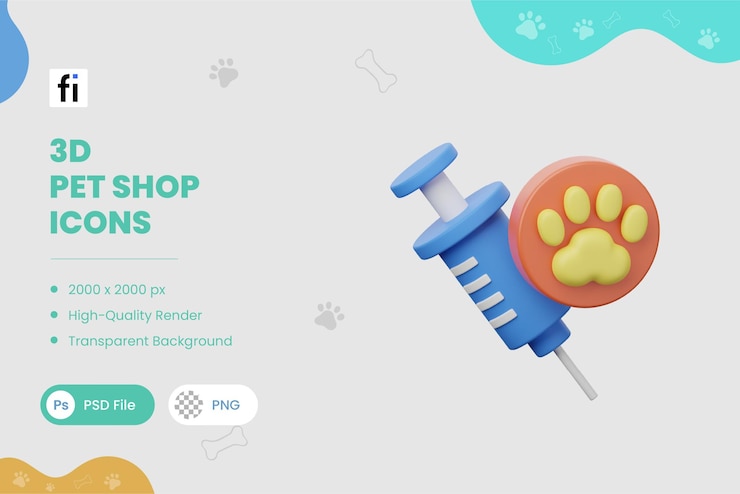 3D Illustration Pet Shop Vaccine Medicine