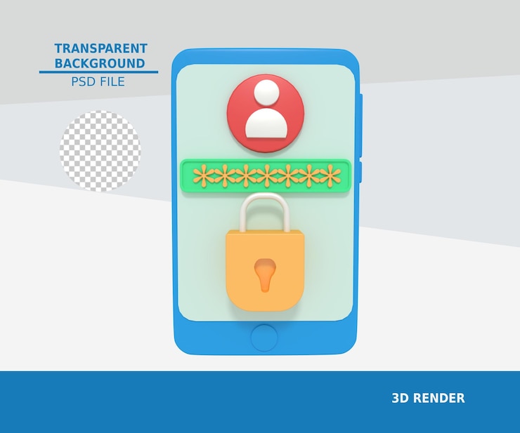 PSD 3d illustration of phone security
