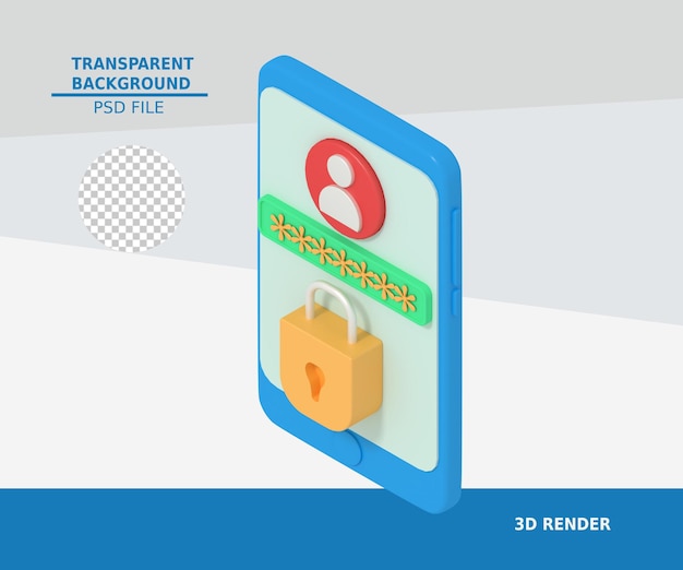 PSD illustrazione 3d della sicurezza del telefono