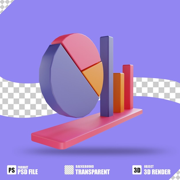 PSD grafico a torta con illustrazione 3d e analisi dei dati 2 adatto per le imprese