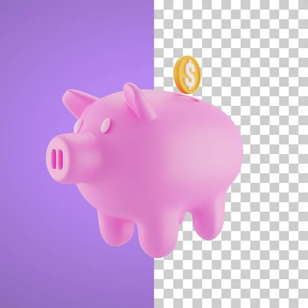 3d illustration of piggy bank object icon