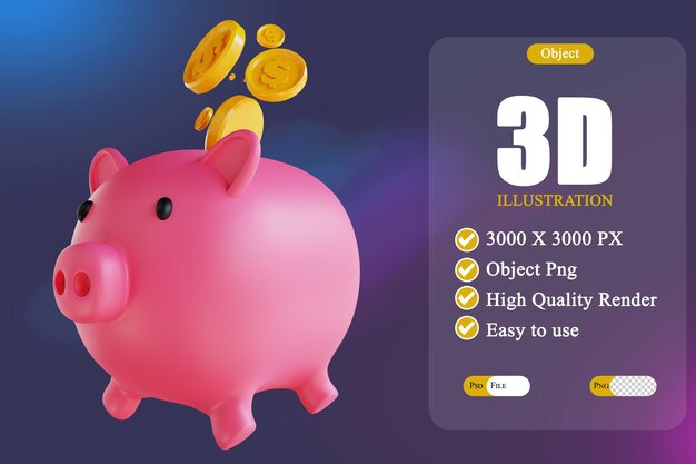 3d illustration piggy bank