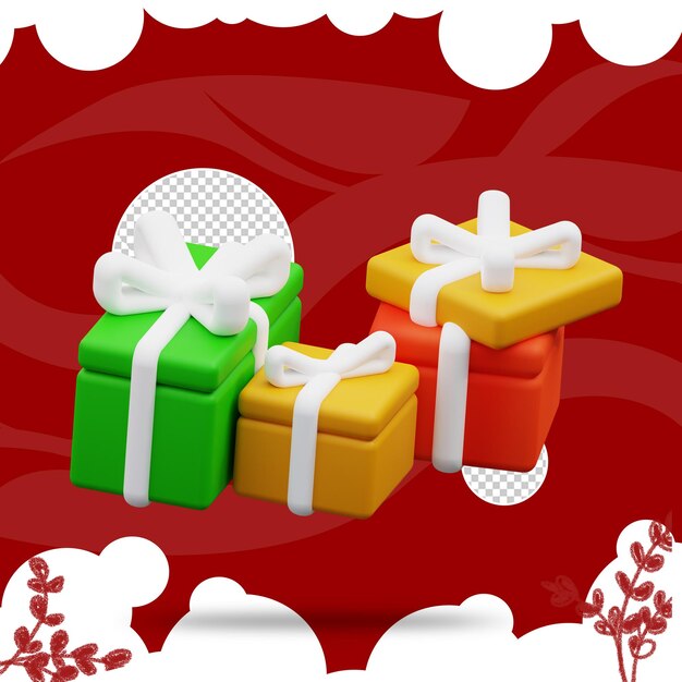 PSD 3d illustration of a pile of gifts 3