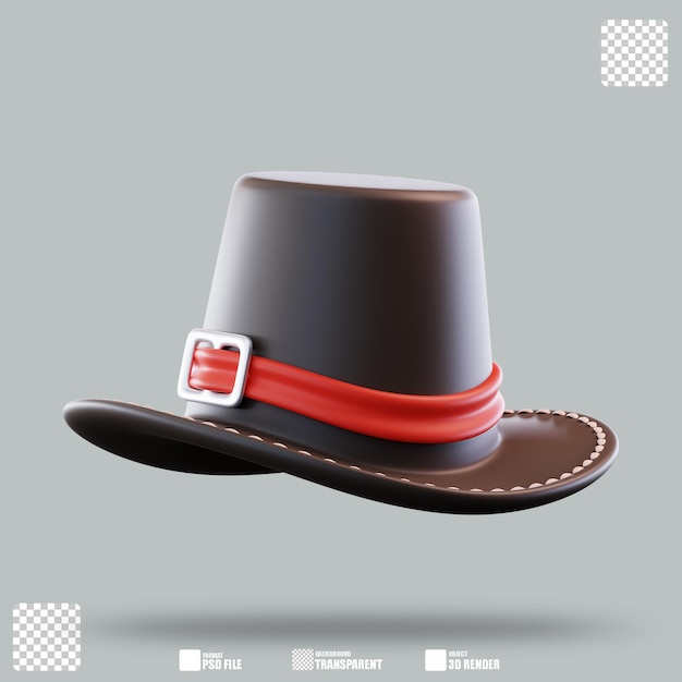 3d illustration pilgrim hat 2
