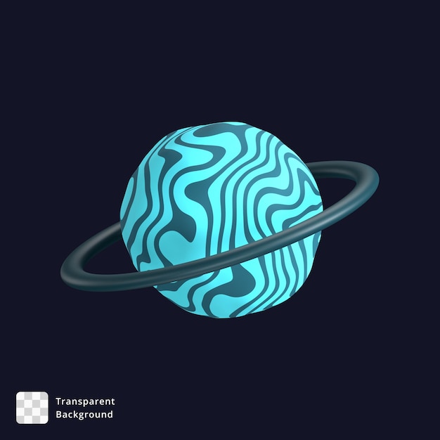 PSD 3d illustration of a planet cyan with belt