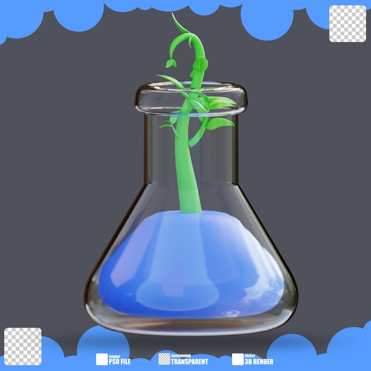 PSD 3d illustration of plant analysis 2
