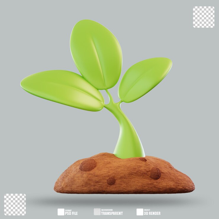 PSD 3d иллюстрация растение горшок