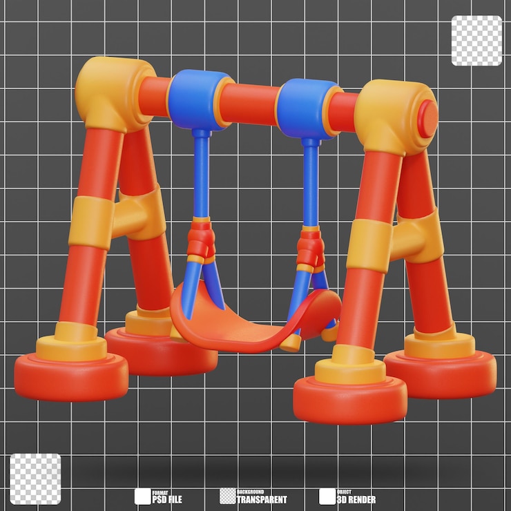 PSD 3d illustration of playground swing 4