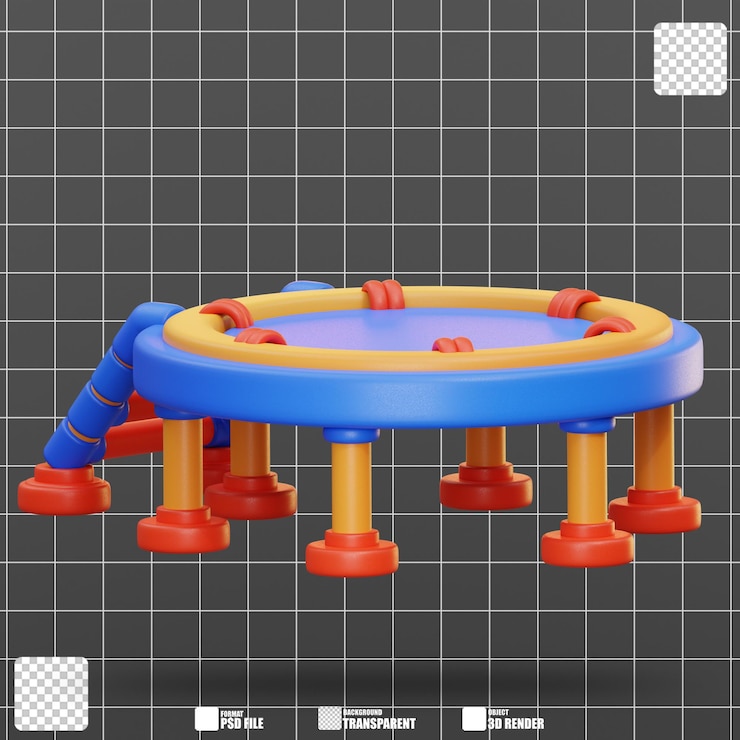 PSD 3d illustration playground trampoline 3