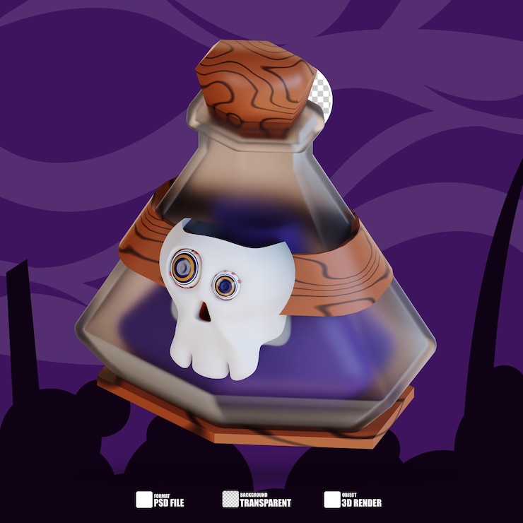 PSD 3d illustration of potion in a bottle 2