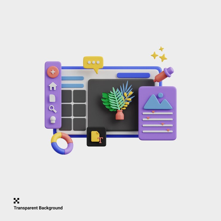 PSD 3d illustration of precision photo editing tools