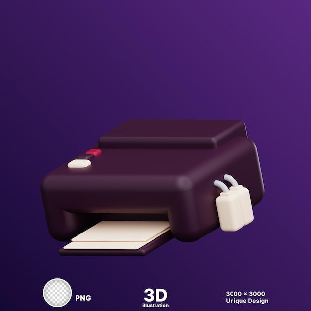 PSD 3d illustration of a printer for 3d images in transparent background