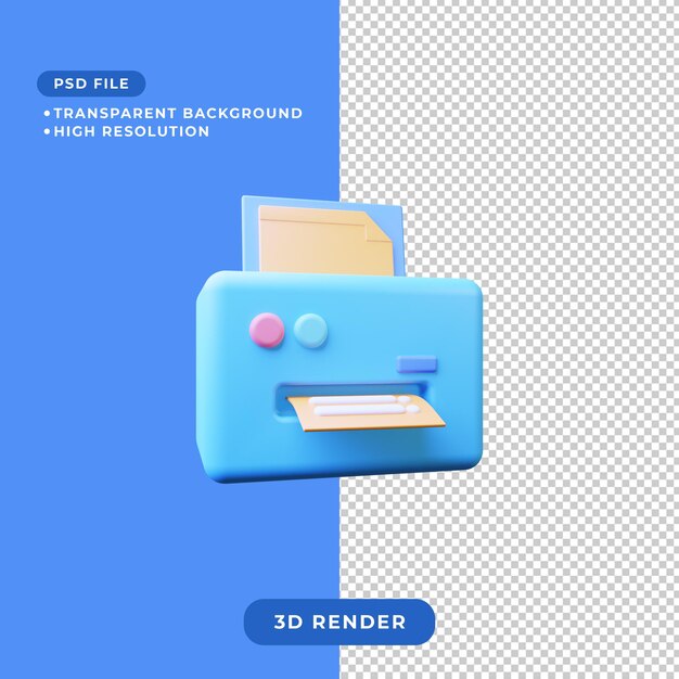 3d illustration of printer icon