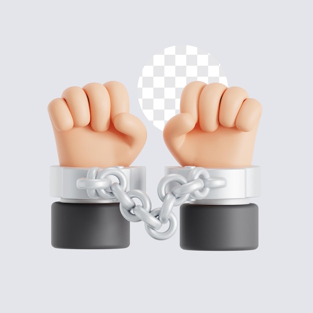 手をかぶった囚人の3Dイラスト