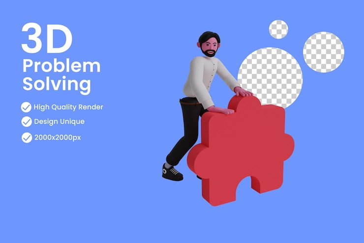 PSD 3d illustration of problem solving