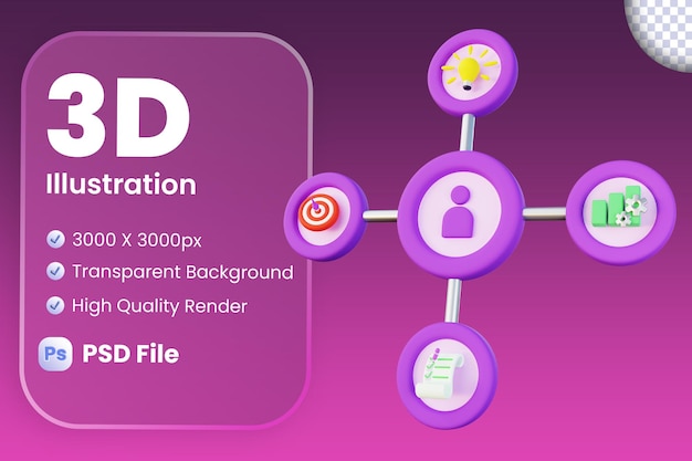 PSD 3d illustration of productive multitasking