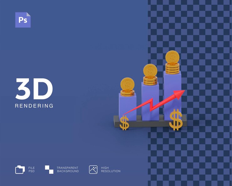 PSD 3d illustration profit income