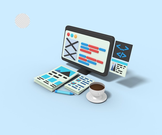 3d illustration of programmer website on computer