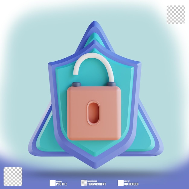 3d illustration protect security unlock