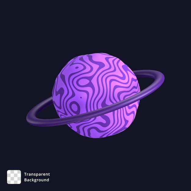 PSD 3d illustration of a purple planet with belt